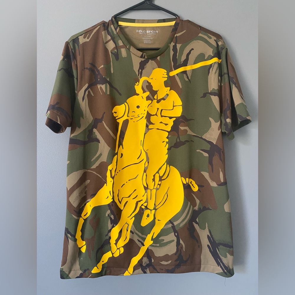 Polo Sport Ralph Lauren Military Army Camo Big Pony Base Camp Tee Shirt Medium